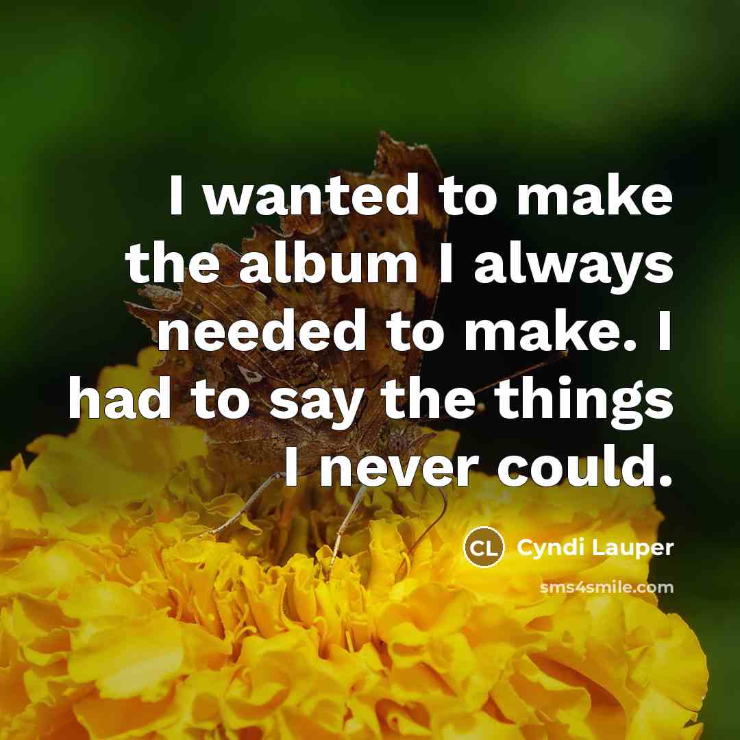 “I wanted to make the album I always needed to…” quote by Cyndi Lauper