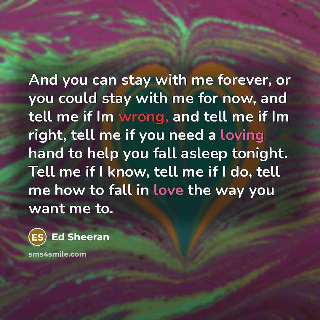 “And you can stay with me forever, or you could…” quote by Ed Sheeran
