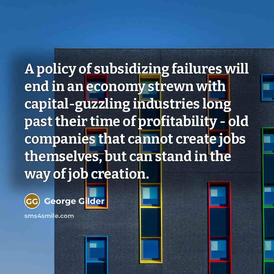 “A policy of subsidizing failures will end in an economy…” quote by George Gilder