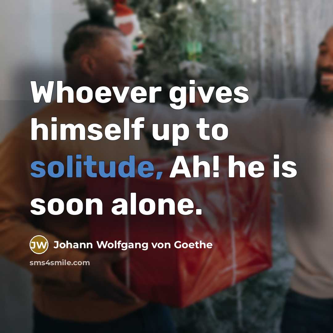 “Whoever gives himself up to solitude, Ah! he is soon…” quote by Johann Wolfgang von Goethe
