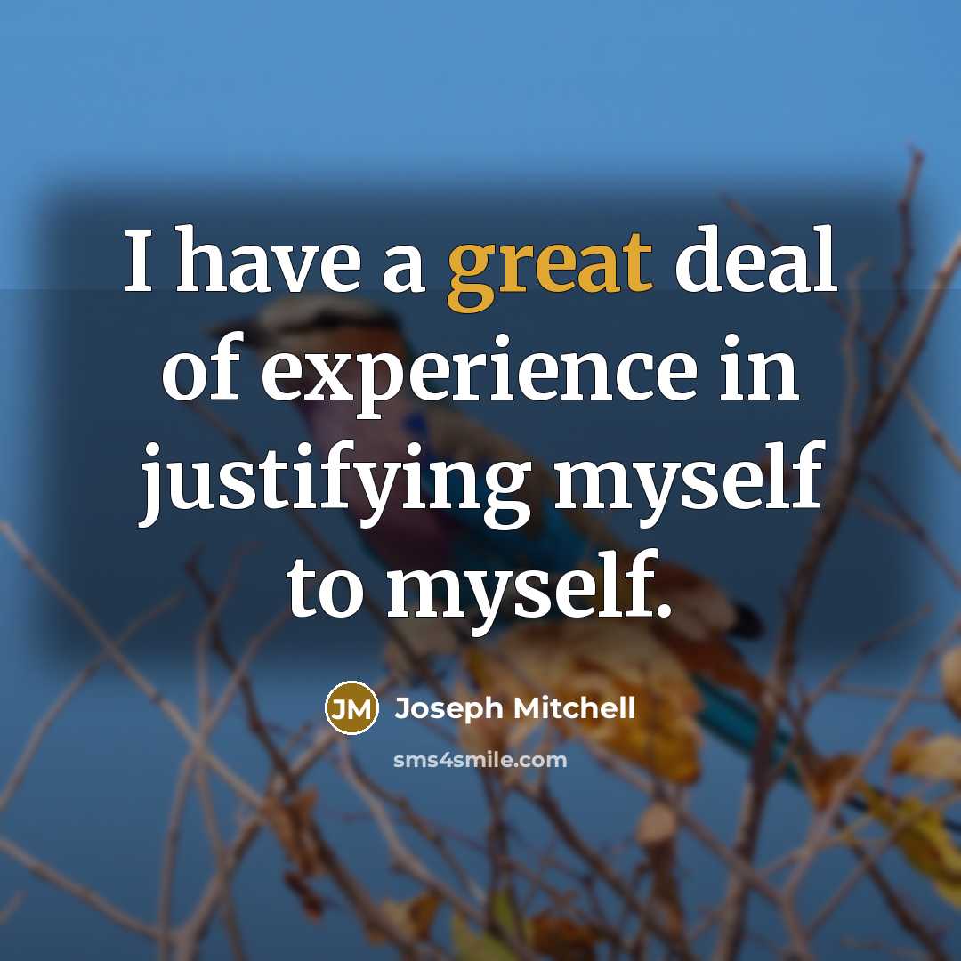 “I have a great deal of experience in justifying myself…” quote by Joseph Mitchell