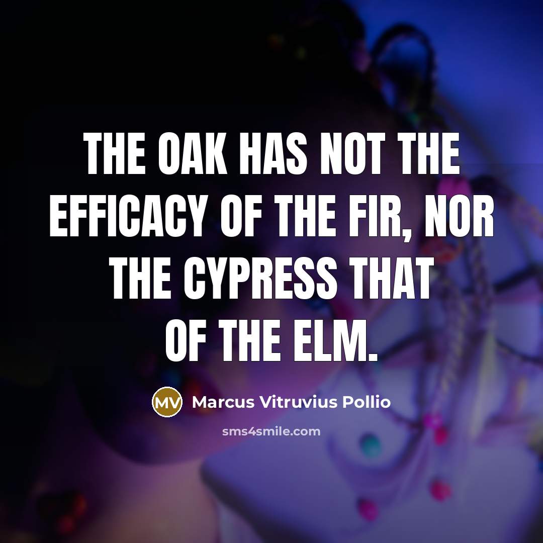 “The oak has not the efficacy of the fir, nor…” quote by Marcus Vitruvius Pollio