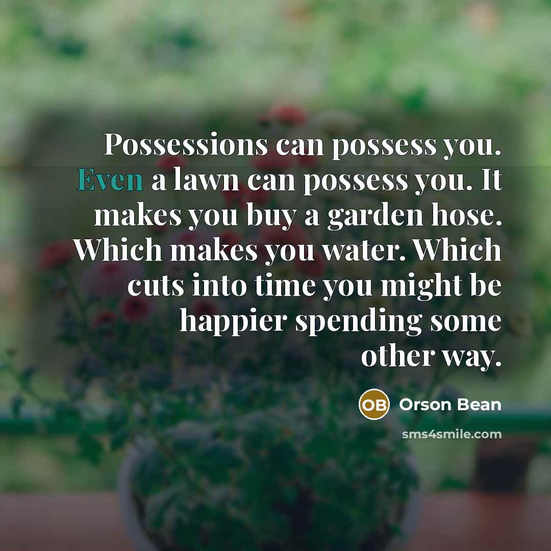 “Possessions can possess you. Even a lawn can possess you.…” quote by Orson Bean