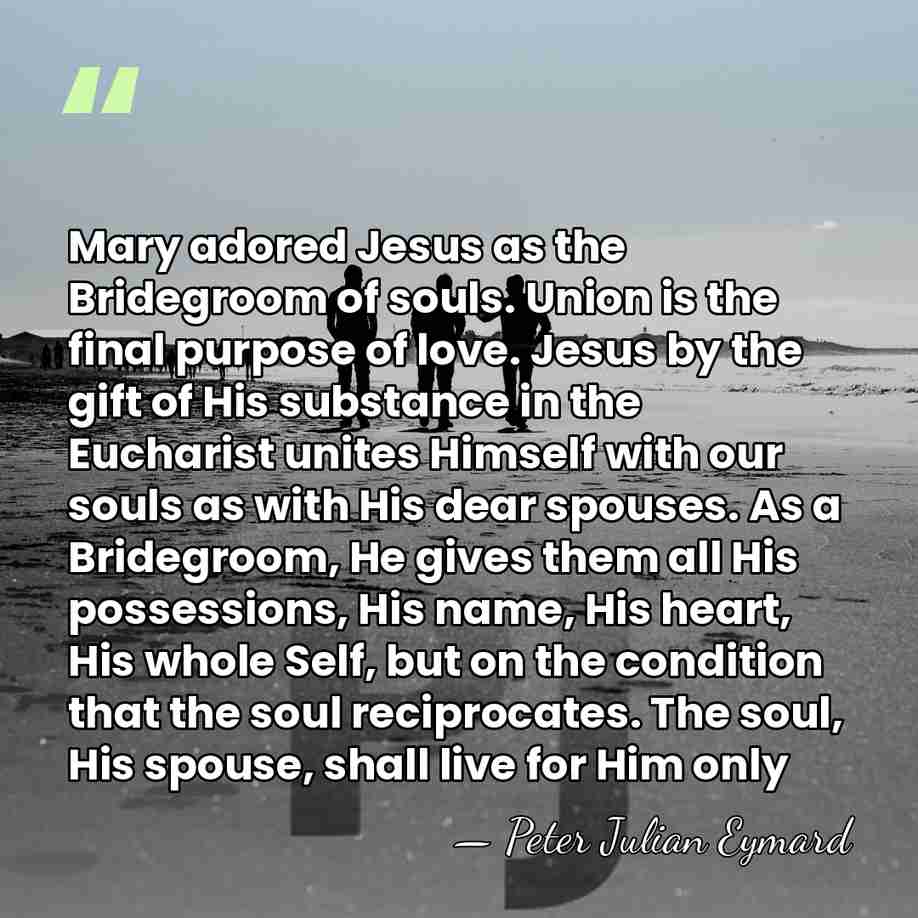 Mary adored Jesus as the Bridegroom of souls. Union is the final&hellip; - Peter Julian Eymard