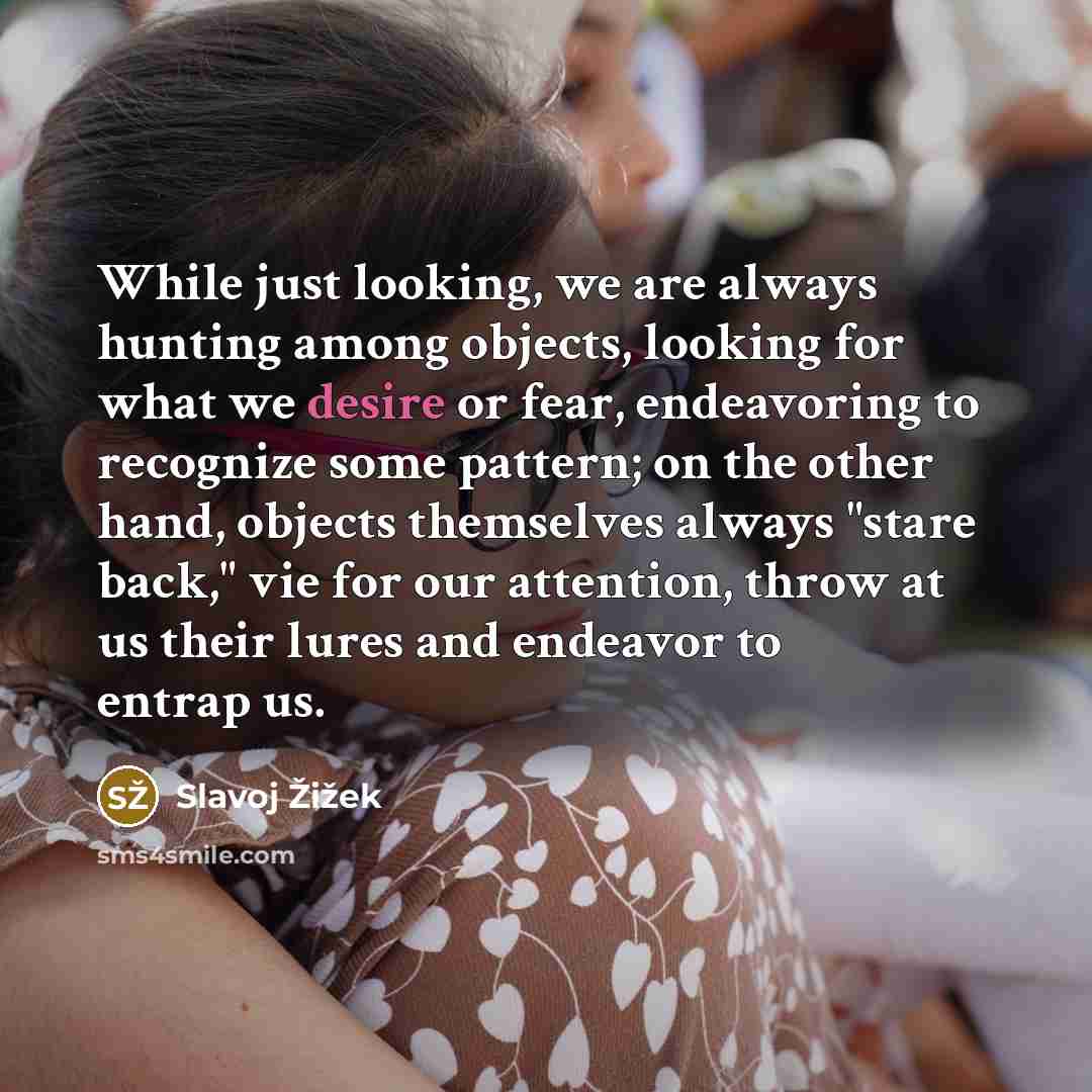 “While just looking, we are always hunting among objects, looking…” quote by Slavoj Žižek