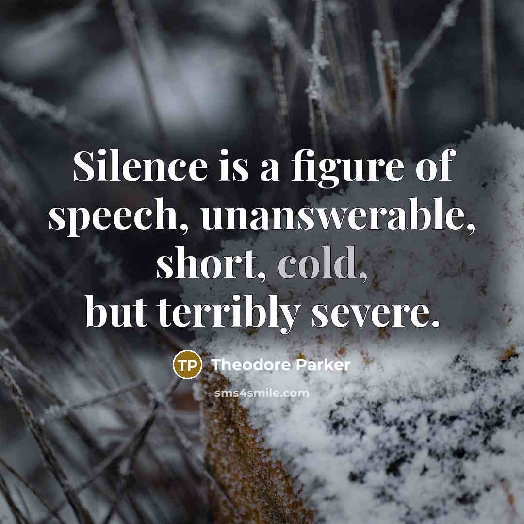 “Silence is a figure of speech, unanswerable, short, cold, but…” quote by Theodore Parker