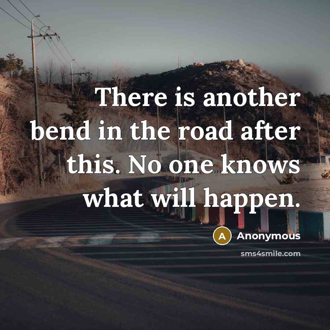 “There is another bend in the road after this. No one knows what will happen.” quote by Anonymous