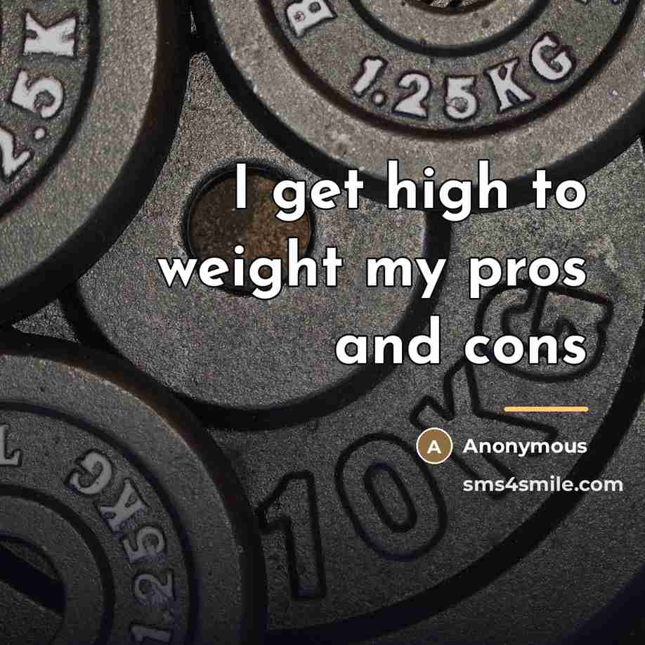 “I get high to weight my pros and cons…” quote by Anonymous
