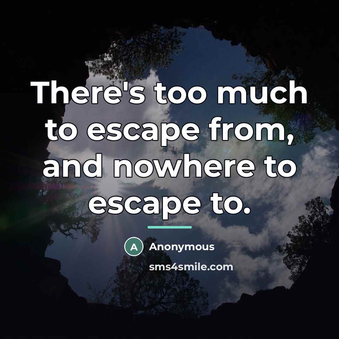 “There's too much to escape from, and nowhere to escape…” quote by Anonymous