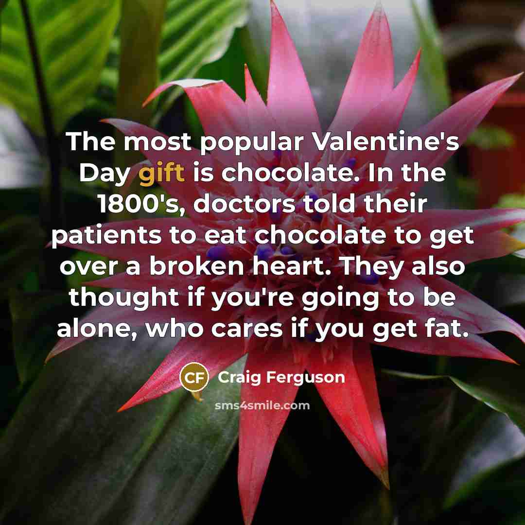 “The most popular Valentine's Day gift is chocolate. In the…” quote by Craig Ferguson