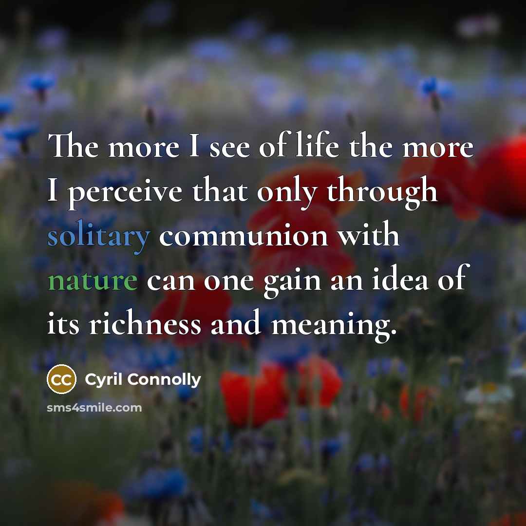 “The more I see of life the more I perceive…” quote by Cyril Connolly