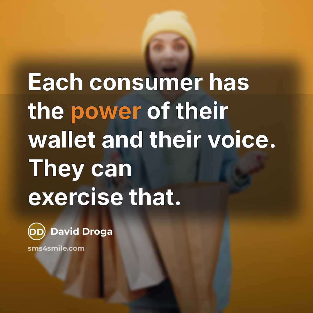 “Each consumer has the power of their wallet and their…” quote by David Droga