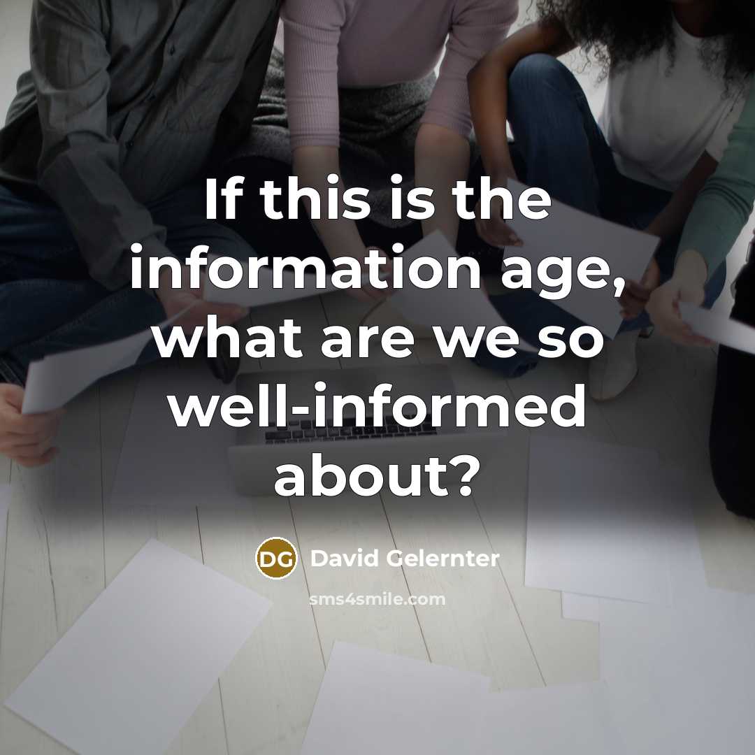 “If this is the information age, what are we so…” quote by David Gelernter