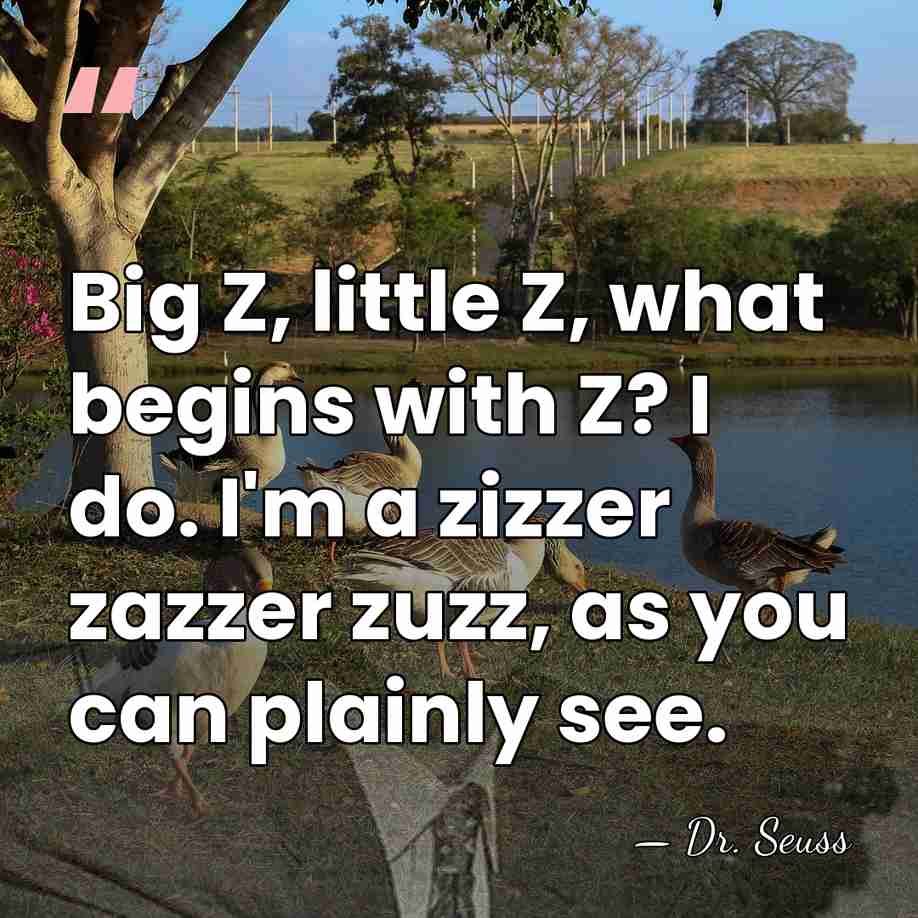 Big Z, little Z, what begins with Z? I do. I'm a&hellip; - Dr. Seuss