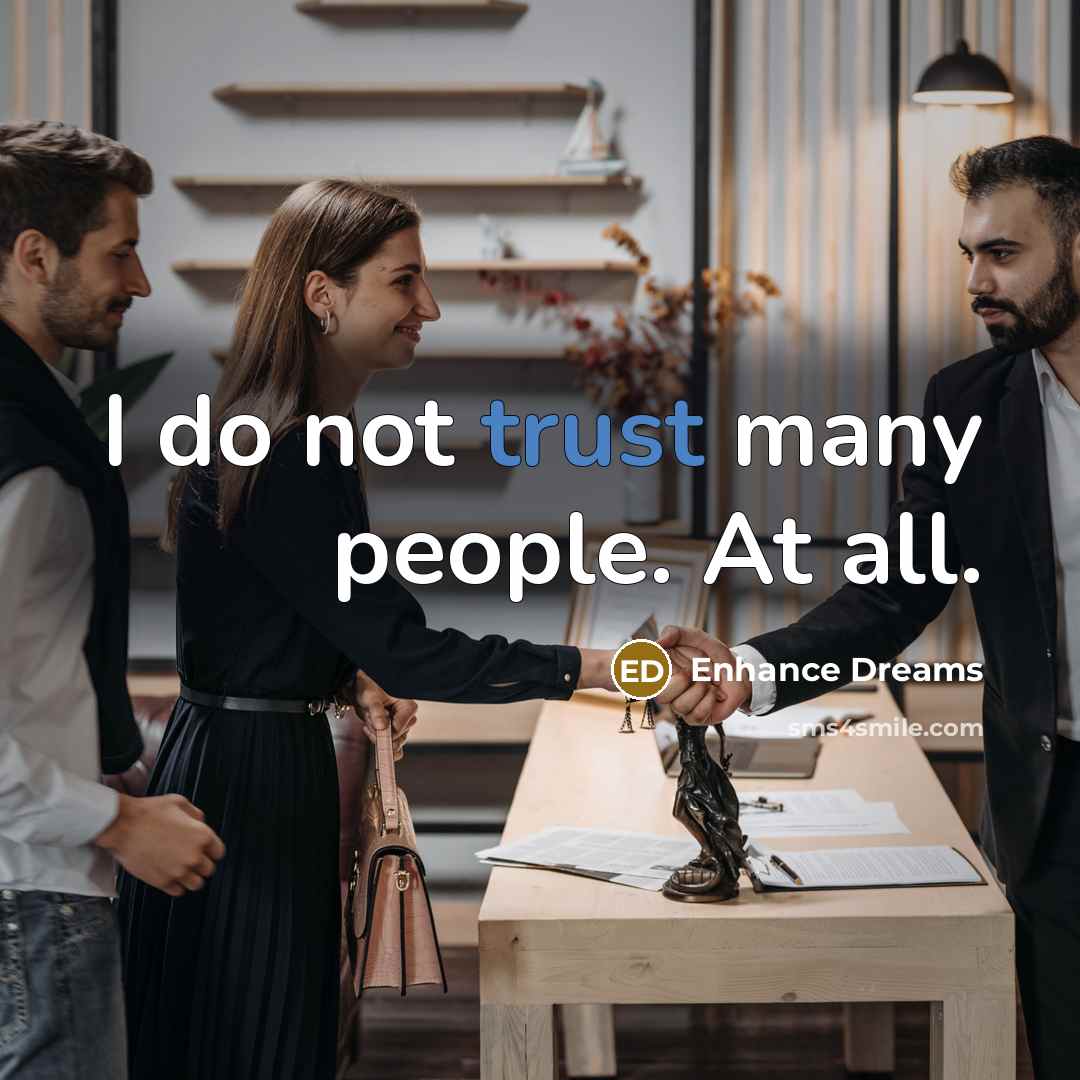 “I do not trust many people. At all.…” quote by Enhance Dreams