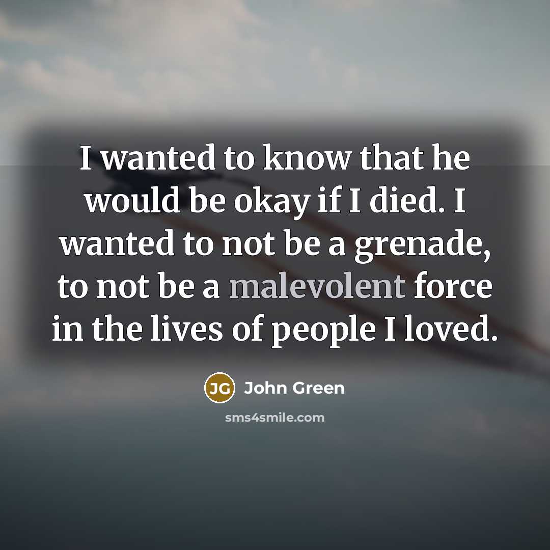 “I wanted to know that he would be okay if…” quote by John Green