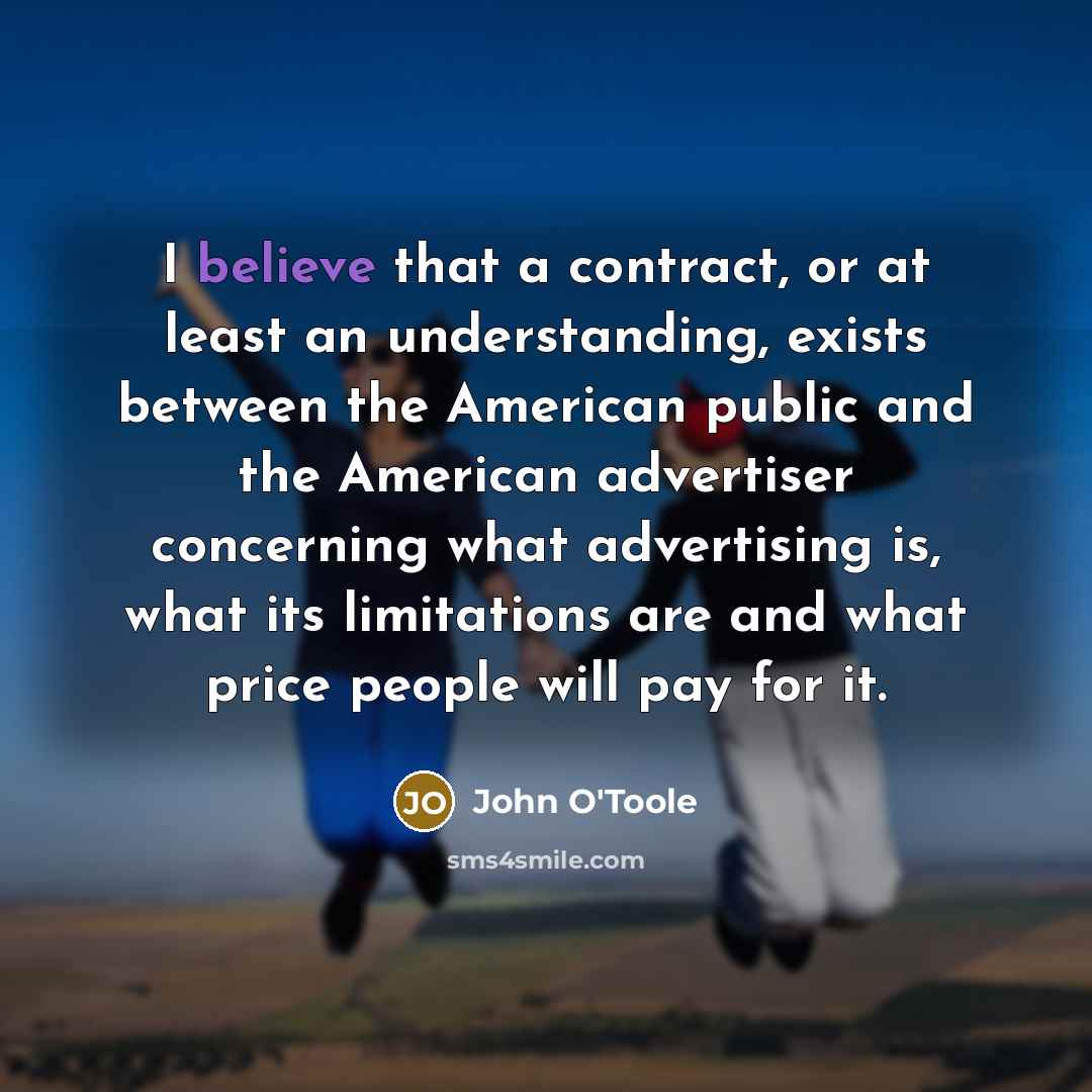 “I believe that a contract, or at least an understanding,…” quote by John O'Toole