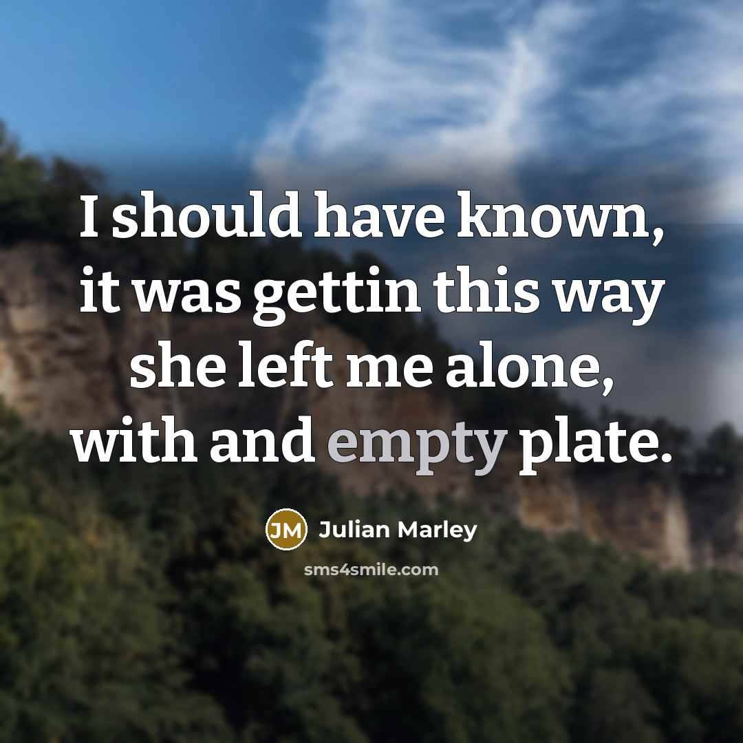 “I should have known, it was gettin this way she…” quote by Julian Marley