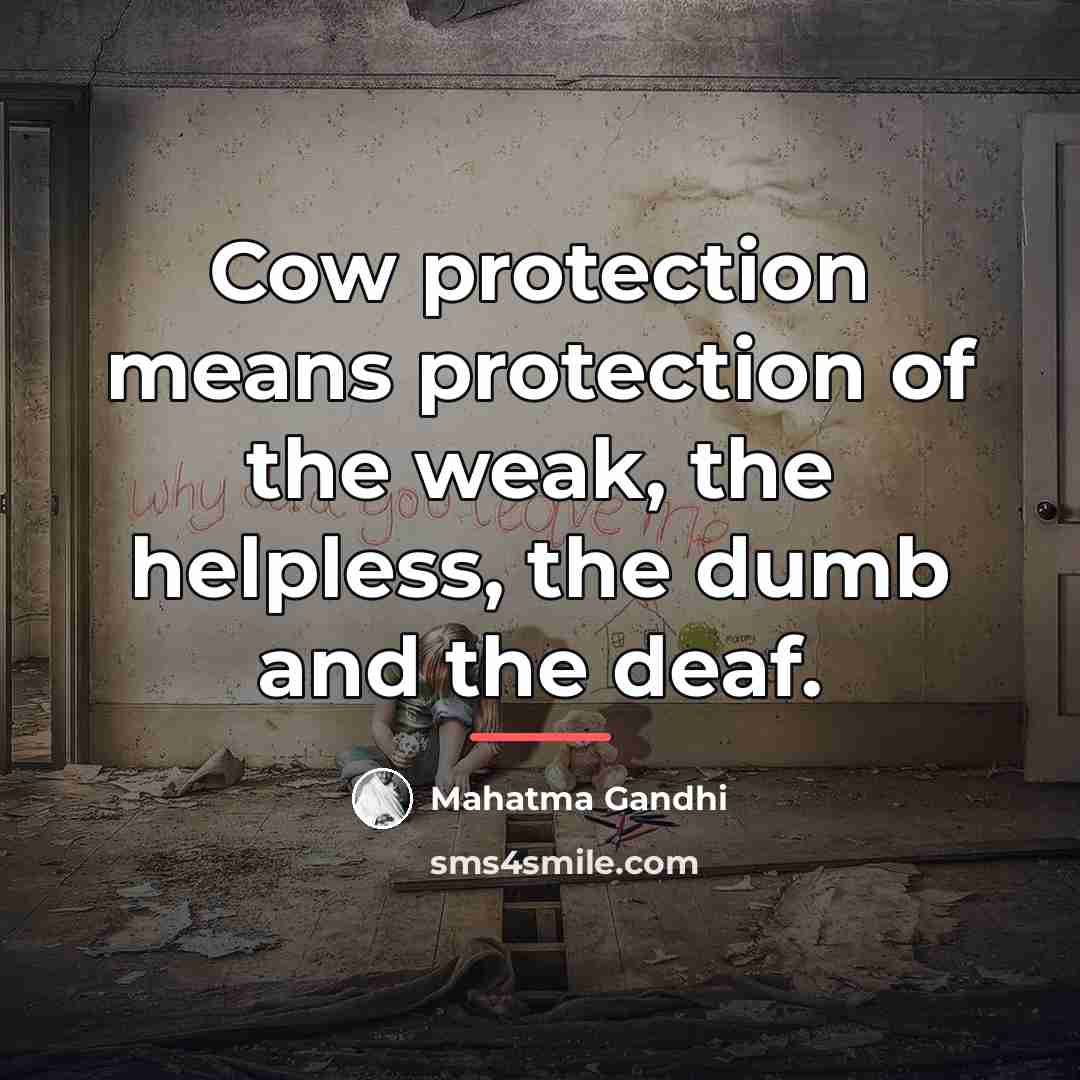 “Cow protection means protection of the weak, the helpless, the…” quote by Mahatma Gandhi