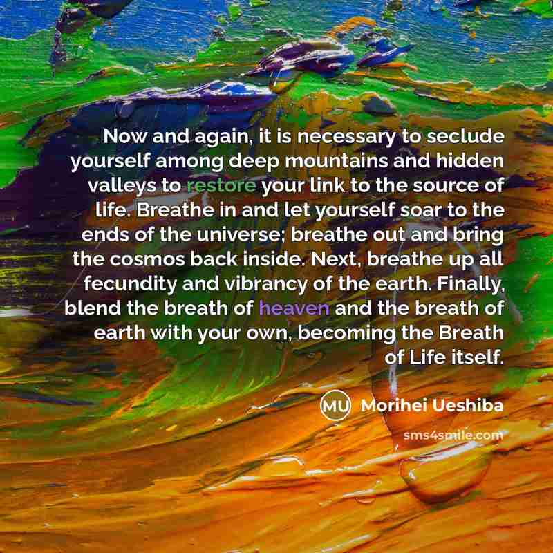“Now and again, it is necessary to seclude yourself among…” quote by Morihei Ueshiba