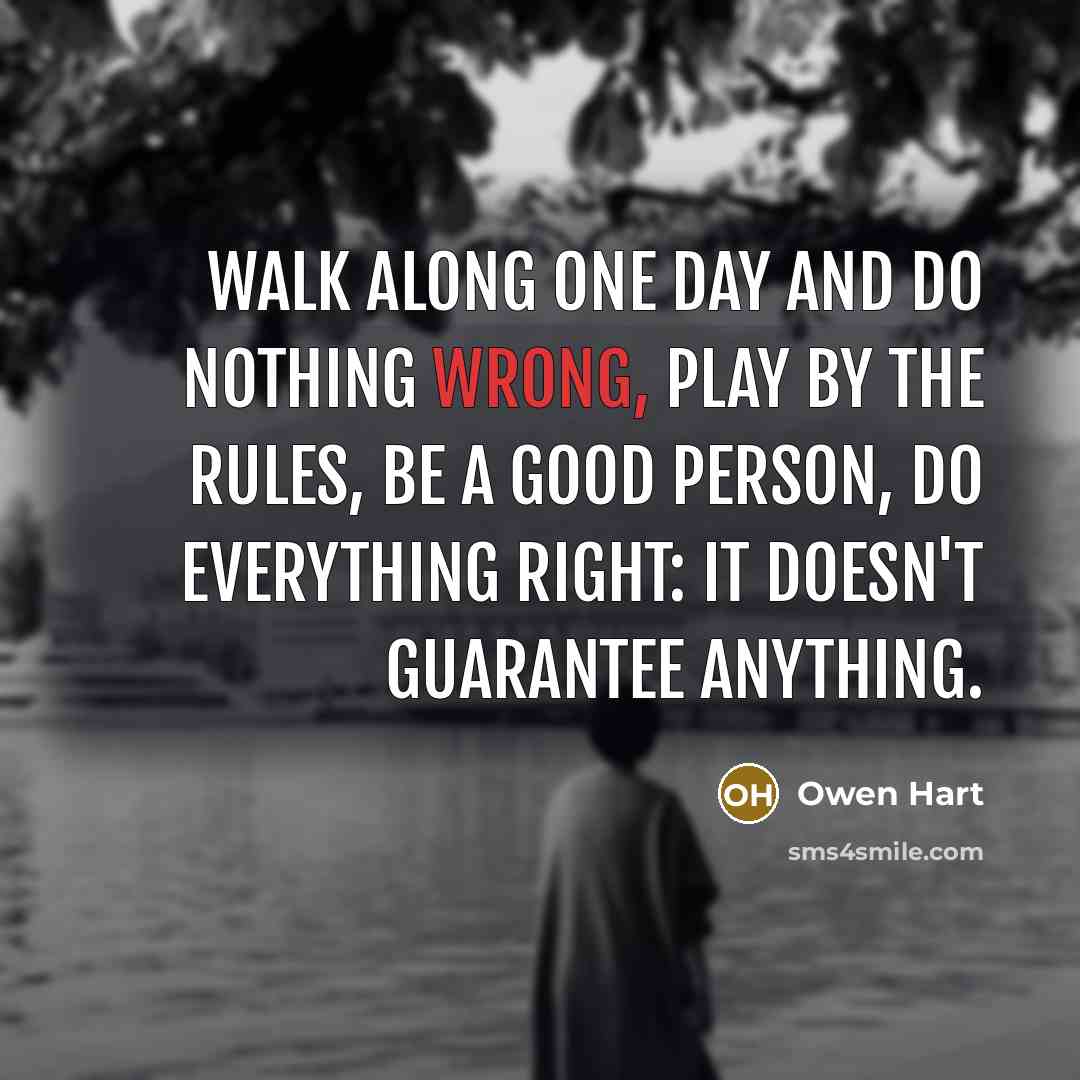 “Walk along one day and do nothing wrong, play by…” quote by Owen Hart