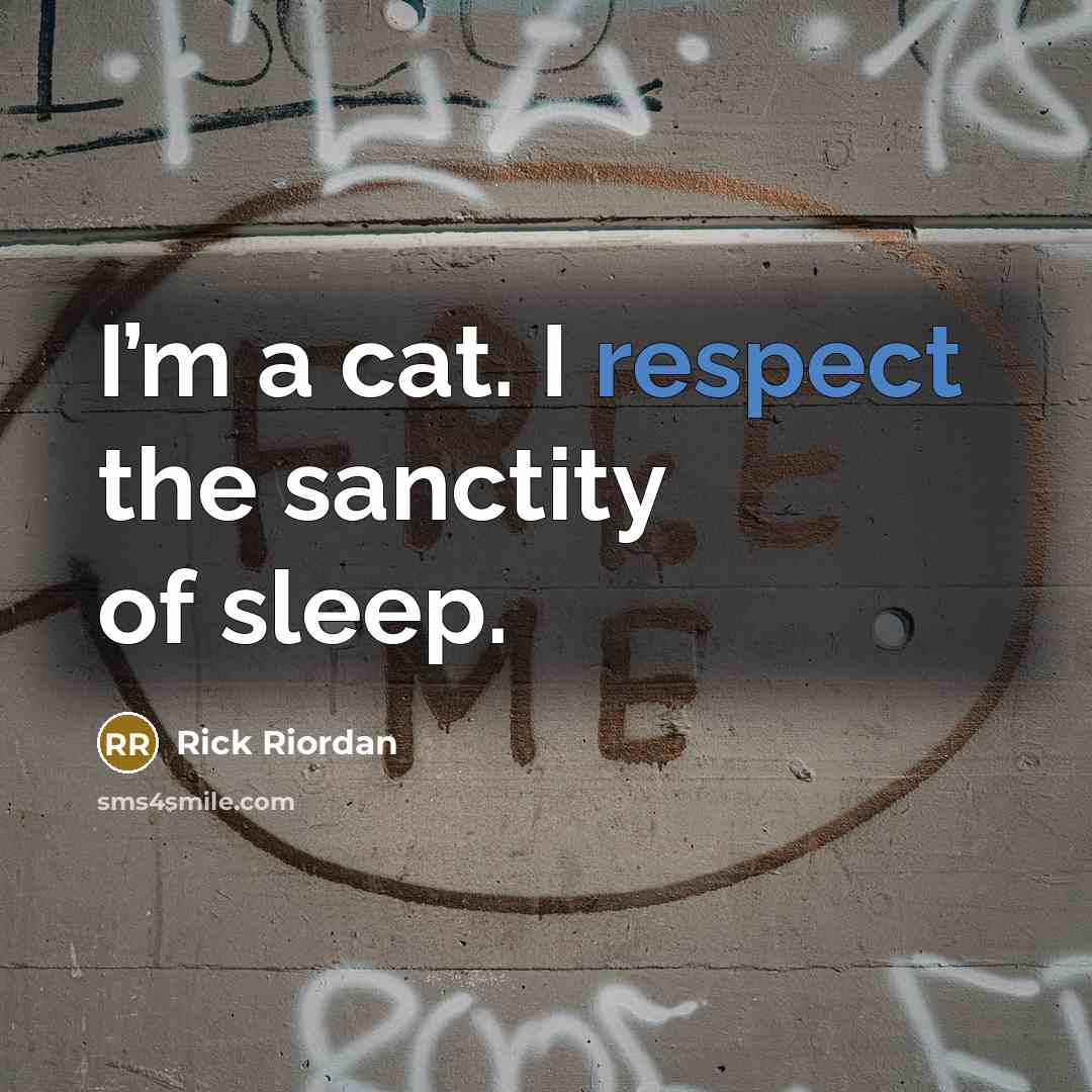 “I’m a cat. I respect the sanctity of sleep.…” quote by Rick Riordan