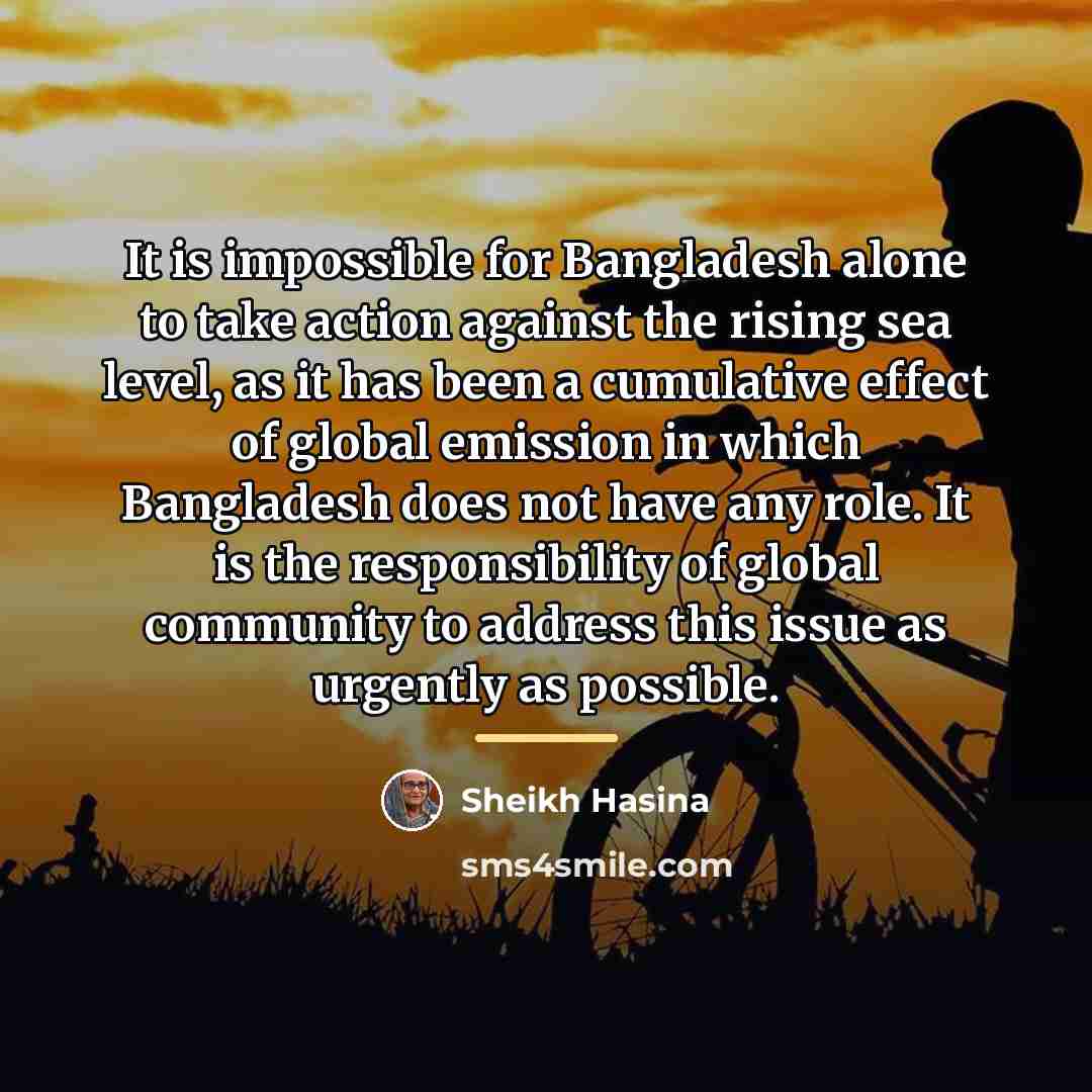 “It is impossible for Bangladesh alone to take action against…” quote by Sheikh Hasina