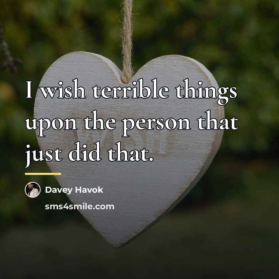 “I wish terrible things upon the person that just did…” quote by Davey Havok