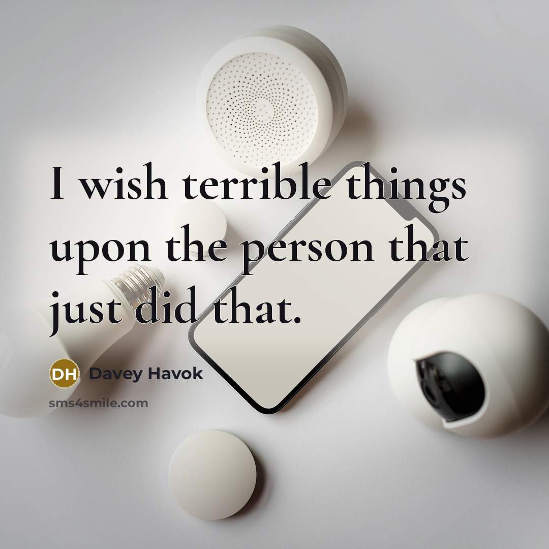 “I wish terrible things upon the person that just did that.” quote by Davey Havok