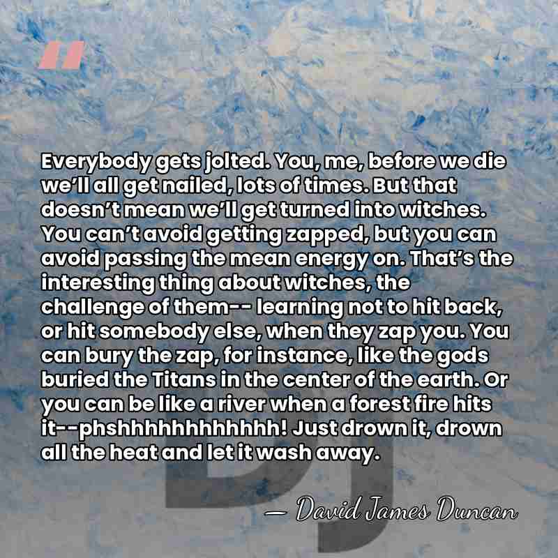 Everybody gets jolted. You, me, before we die we’ll all get nailed,&hellip; - David James Duncan