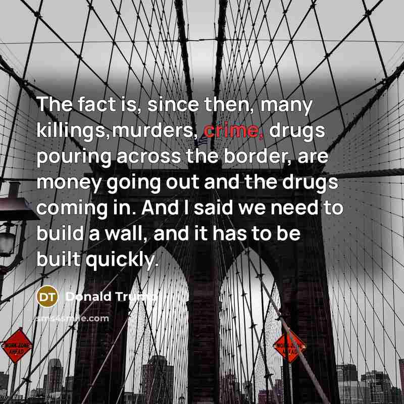 “The fact is, since then, many killings,murders, crime, drugs pouring…” quote by Donald Trump