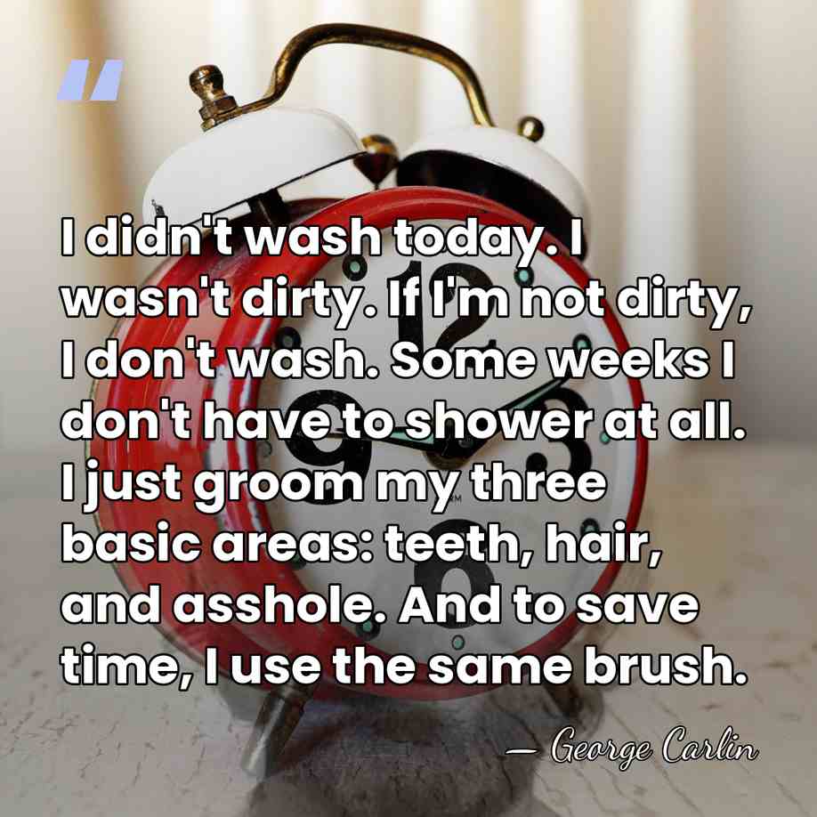 I didn't wash today. I wasn't dirty. If I'm not dirty, I&hellip; - George Carlin