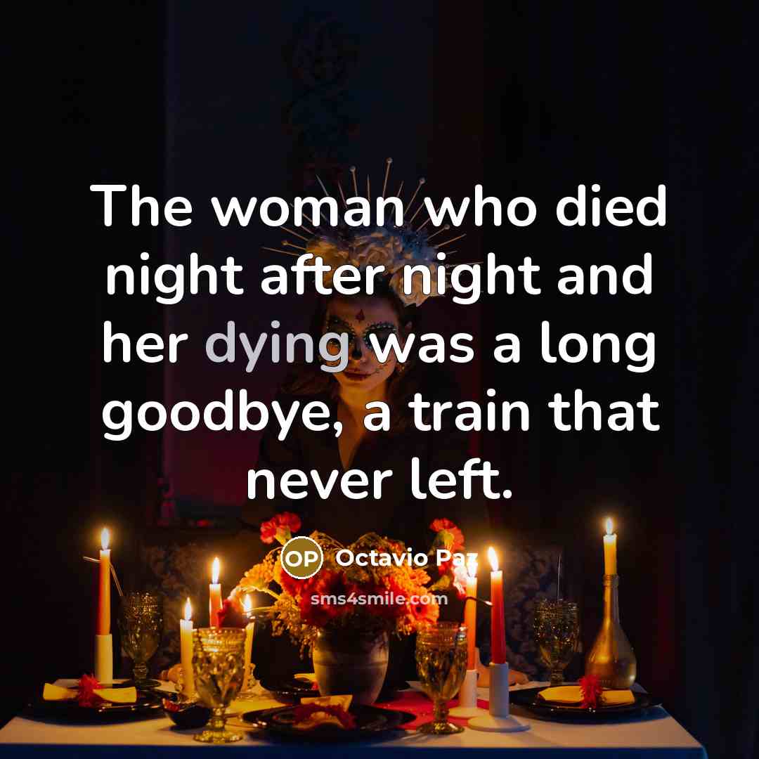 “The woman who died night after night and her dying…” quote by Octavio Paz
