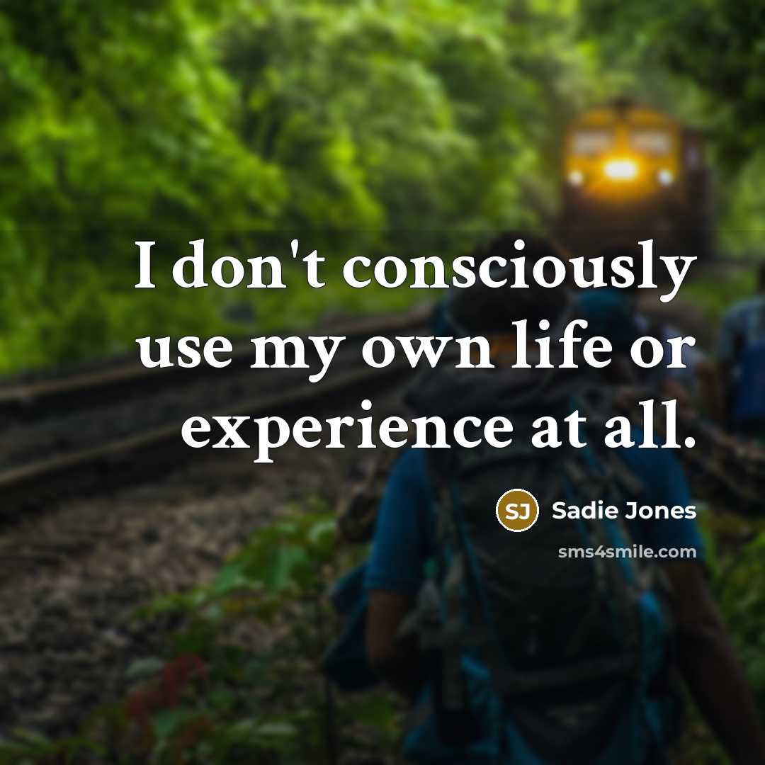 “I don't consciously use my own life or experience at…” quote by Sadie Jones