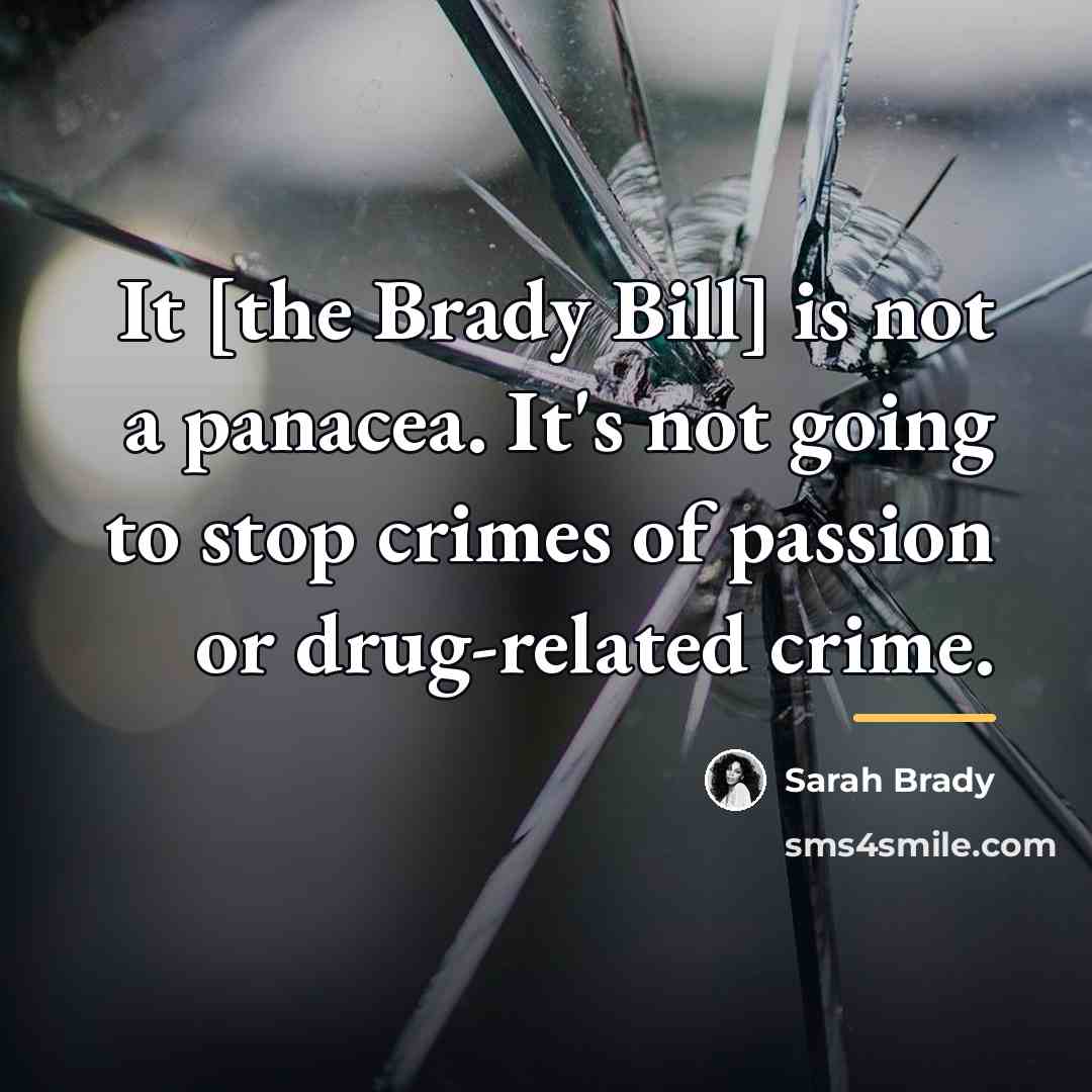 “It [the Brady Bill] is not a panacea. It's not…” quote by Sarah Brady