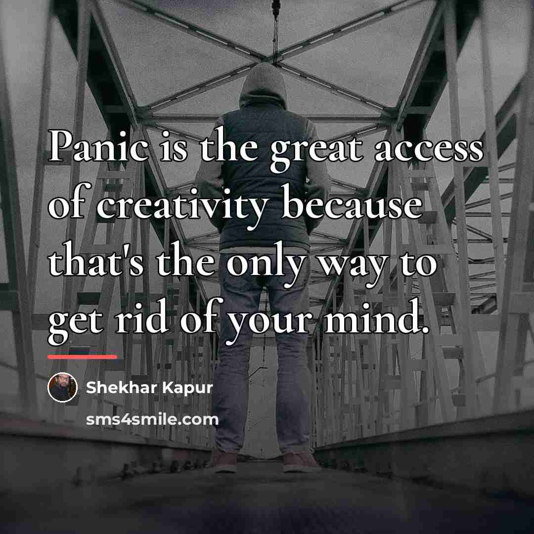 “Panic is the great access of creativity because that's the…” quote by Shekhar Kapur