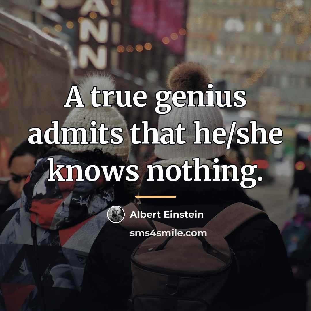 “A true genius admits that he/she knows nothing.…” quote by Albert Einstein