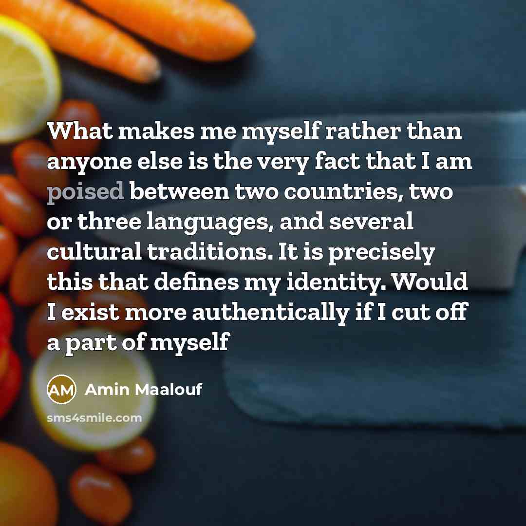 “What makes me myself rather than anyone else is the…” quote by Amin Maalouf