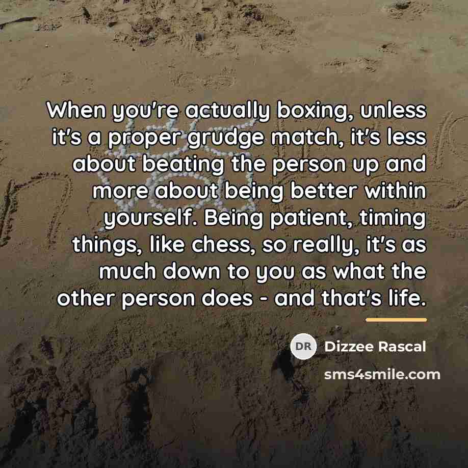 “When you're actually boxing, unless it's a proper grudge match,…” quote by Dizzee Rascal