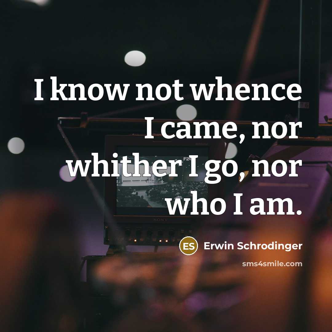 “I know not whence I came, nor whither I go,…” quote by Erwin Schrodinger