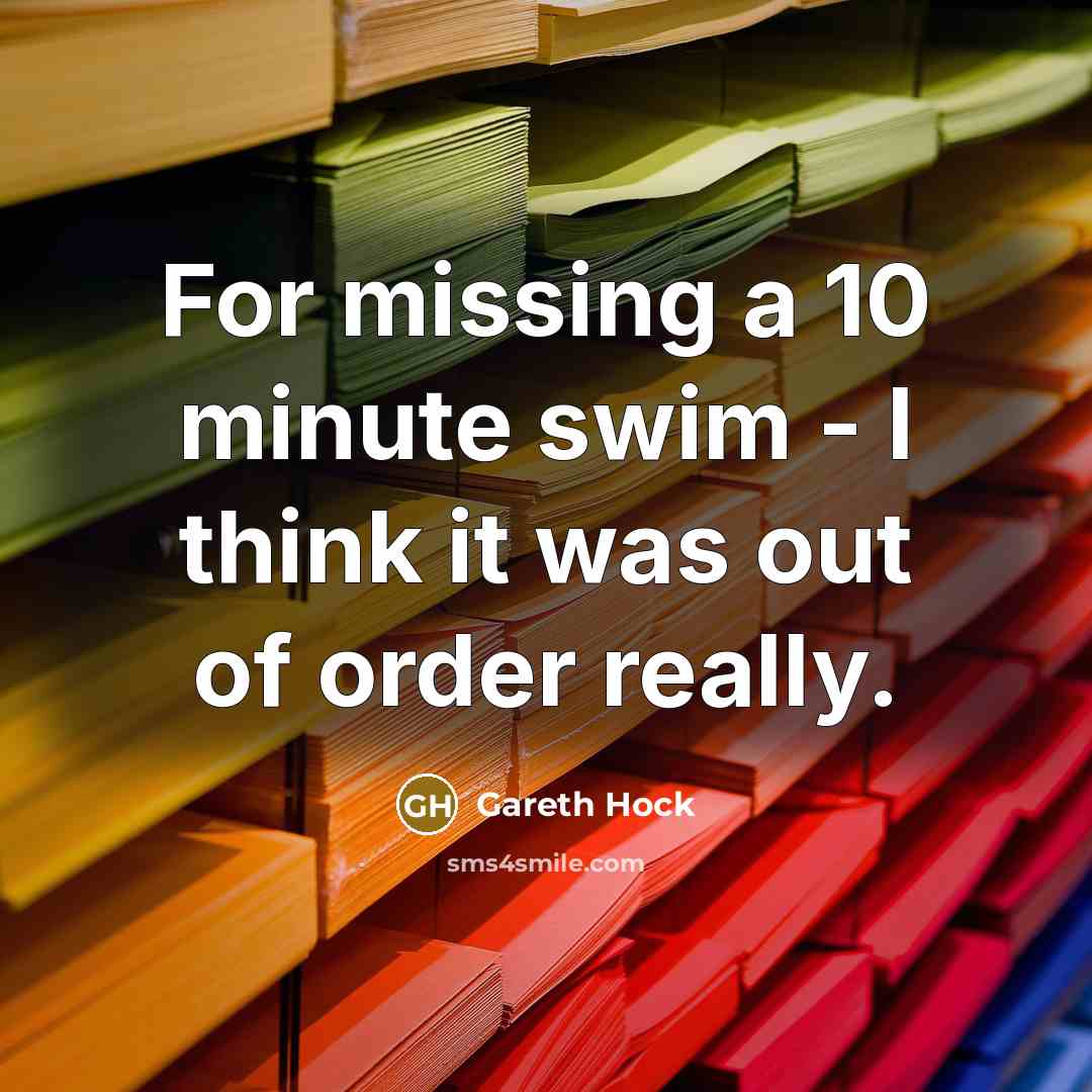 “For missing a 10 minute swim - I think it was out of order really.” quote by Gareth Hock