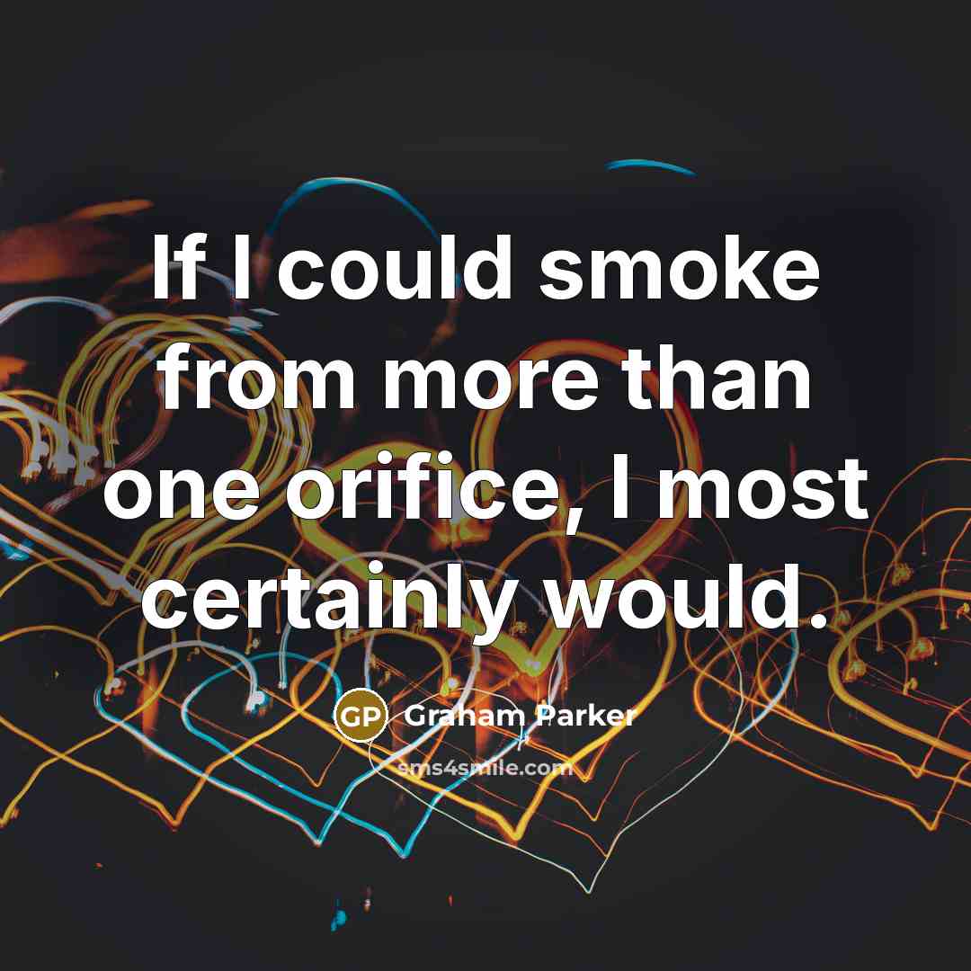 “If I could smoke from more than one orifice, I…” quote by Graham Parker