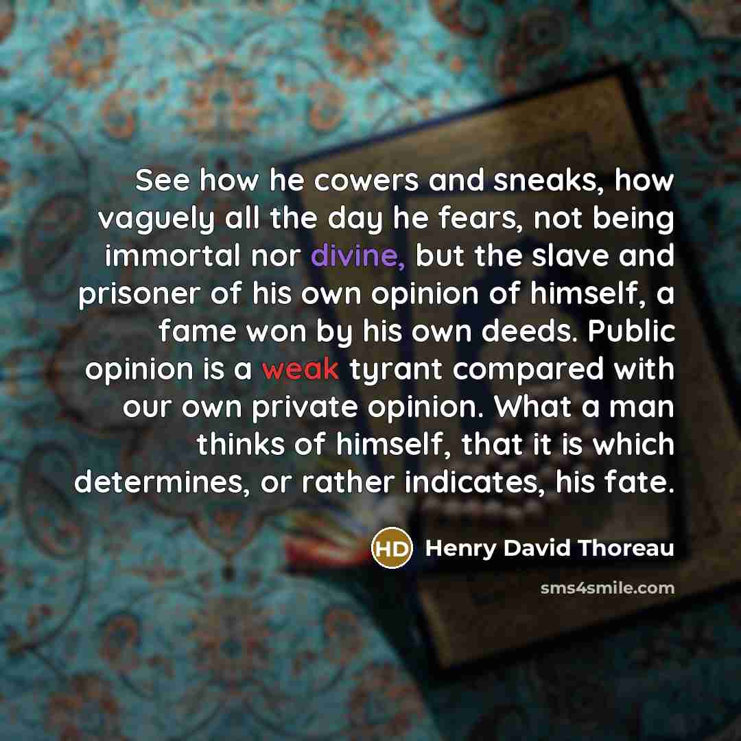 “See how he cowers and sneaks, how vaguely all the…” quote by Henry David Thoreau