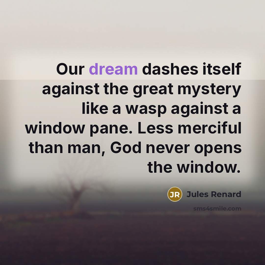 “Our dream dashes itself against the great mystery like a…” quote by Jules Renard
