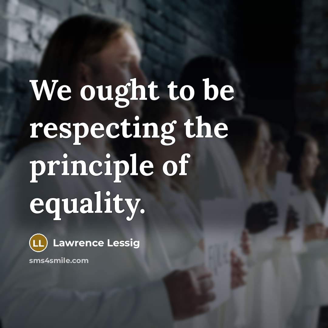 “We ought to be respecting the principle of equality.…” quote by Lawrence Lessig
