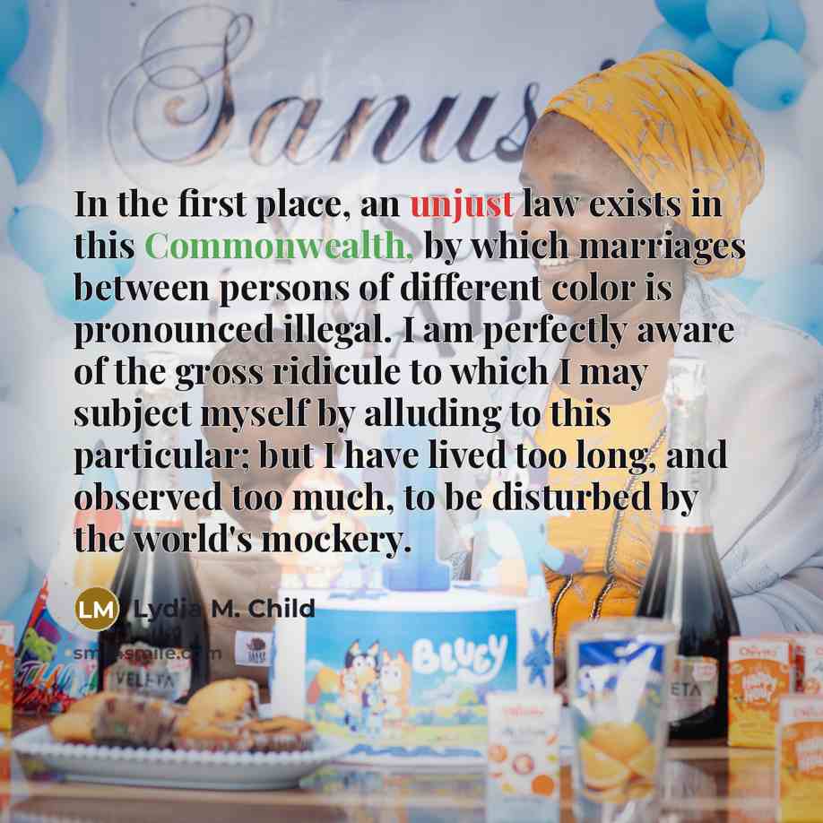“In the first place, an unjust law exists in this…” quote by Lydia M. Child