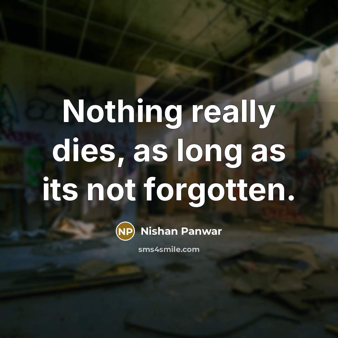 “Nothing really dies, as long as its not forgotten.…” quote by Nishan Panwar