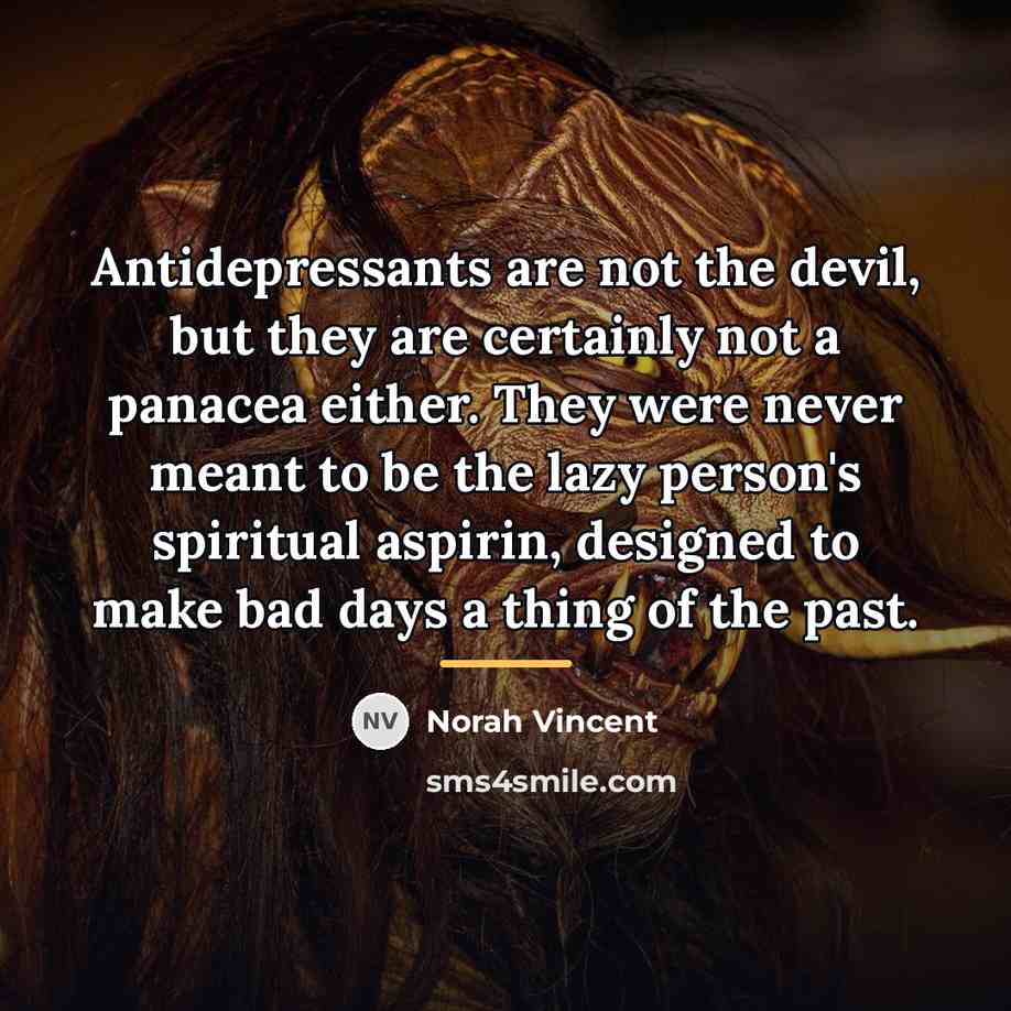 “Antidepressants are not the devil, but they are certainly not…” quote by Norah Vincent