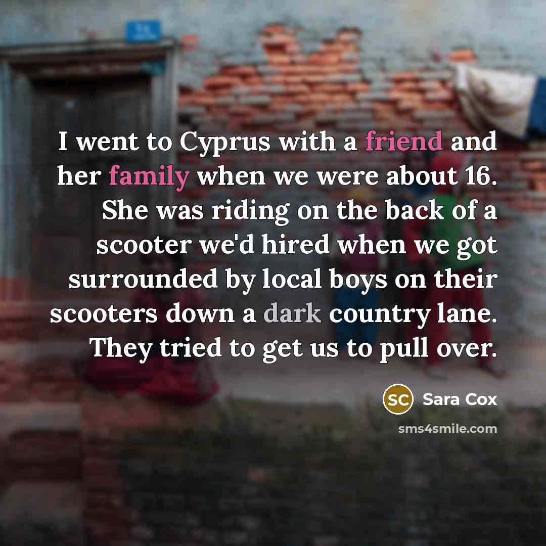 “I went to Cyprus with a friend and her family…” quote by Sara Cox
