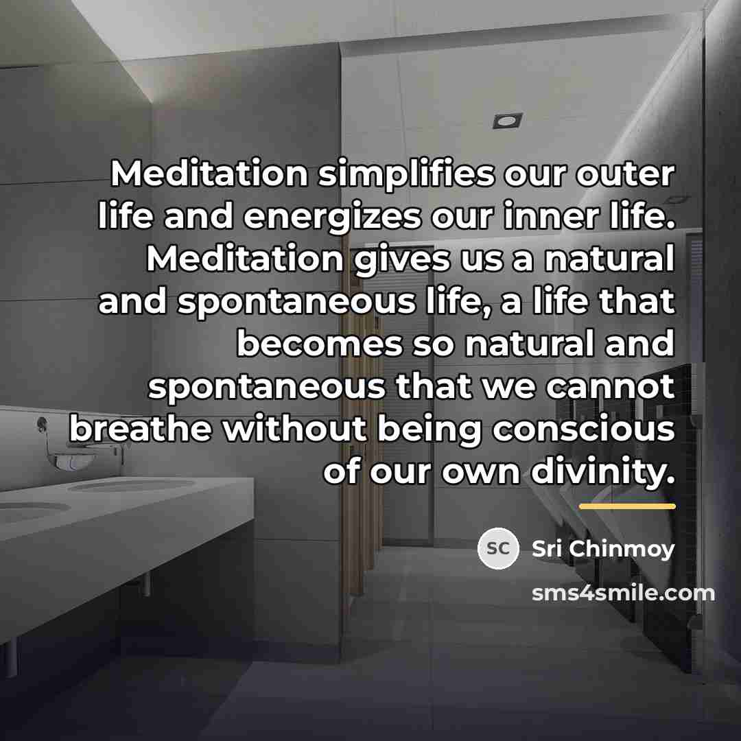 “Meditation simplifies our outer life and energizes our inner life.…” quote by Sri Chinmoy